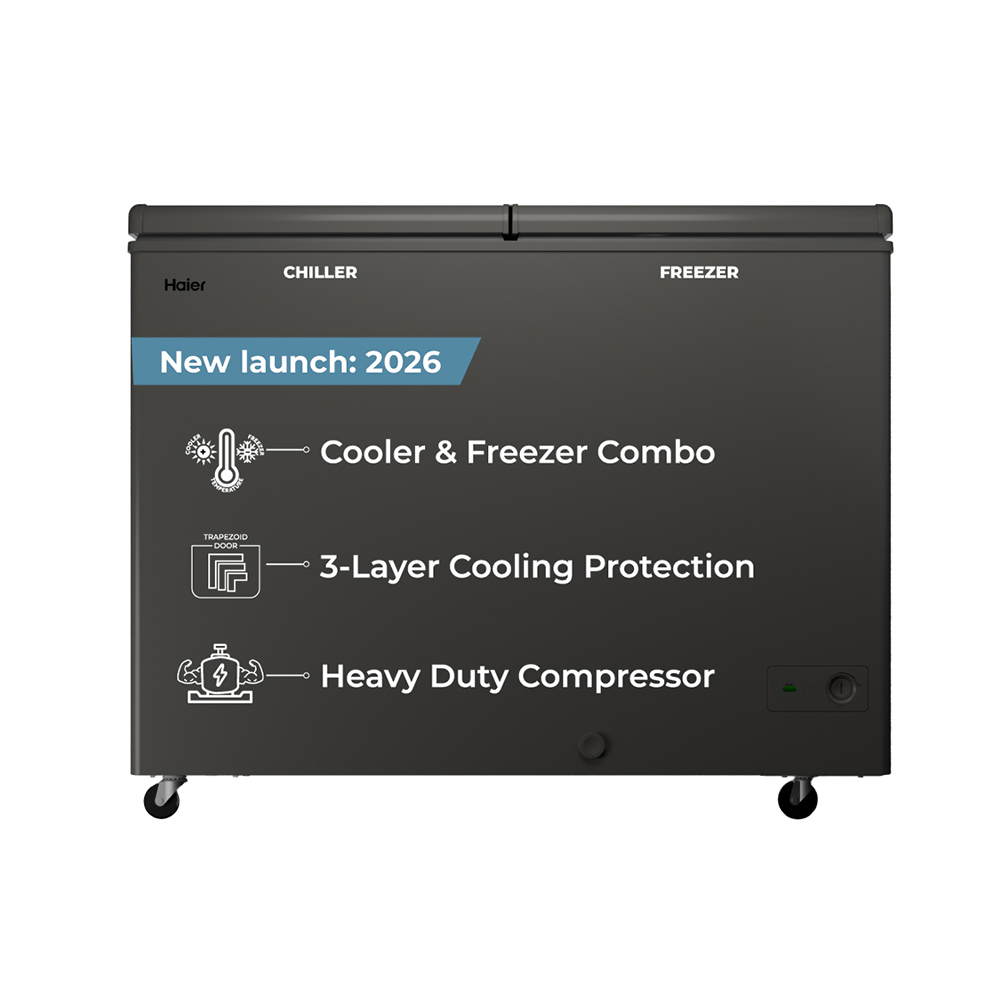 Haier Deep Freezer 400L Combo Chest Dual Compartment (Titanium)